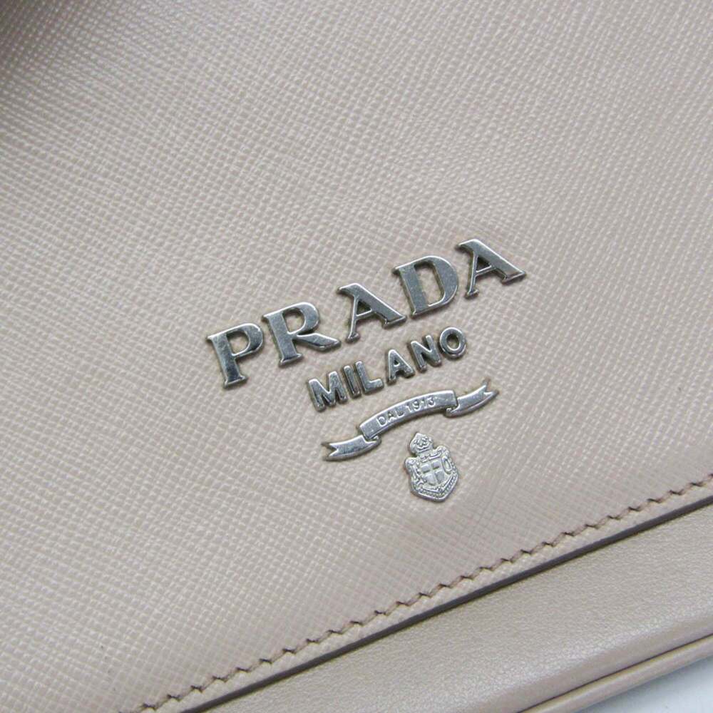 PRADA Cream Leather Saffiano Shoulder Bag - Picture 13 of 16